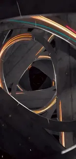 Futuristic spiral neon tunnel wallpaper.