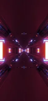 Futuristic neon tunnel wallpaper with vibrant colors and symmetrical design.