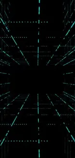 Futuristic neon grid with glowing lines on a black background.