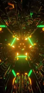 Futuristic neon tunnel in vibrant colors