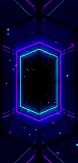 Futuristic neon tunnel wallpaper with vibrant geometric patterns.