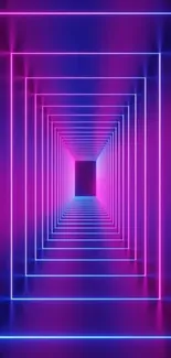 Futuristic neon tunnel wallpaper with purple and blue hues.