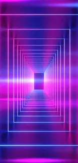 Neon tunnel with vibrant pink and blue glow creating a futuristic effect.