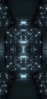 Futuristic neon tunnel wallpaper with glowing lights and symmetrical design.