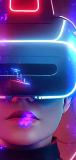 Futuristic neon VR headset with vibrant colors.