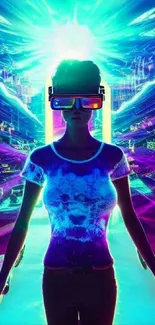 Neon futuristic wallpaper with VR theme.