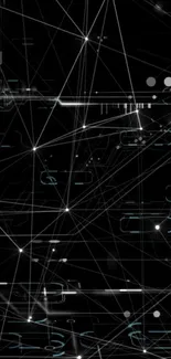 Futuristic wallpaper with glowing network lines in dark theme.