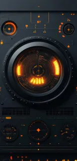 Futuristic orange radar display wallpaper.