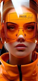 Futuristic orange-themed mobile wallpaper featuring tech design.