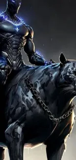 Futuristic panther hero with electric accents.