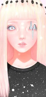 Futuristic pastel girl with digital aesthetic and unique art design.