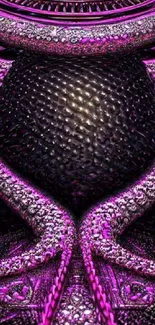 Futuristic pink and black abstract wallpaper with intricate textures.