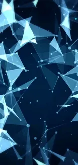 Futuristic polygon wallpaper with blue geometric shapes.