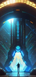 Futuristic sci-fi portal with vibrant colors.