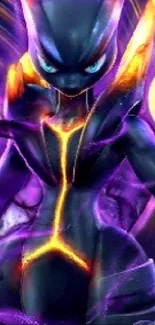 Futuristic purple-themed character with dynamic design and vibrant colors.