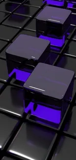 Sleek purple and black 3D cubes design.