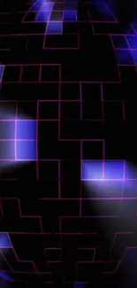 Futuristic wallpaper with a purple grid sphere design.