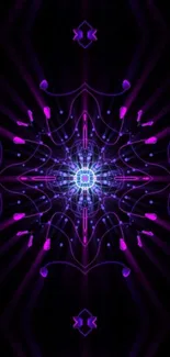 Futuristic purple neon pattern mobile wallpaper.