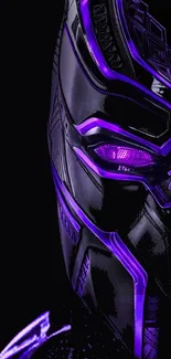 Futuristic black and purple panther wallpaper with neon accents.