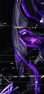 Futuristic purple tech mask with glowing details