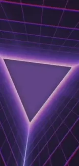 Futuristic purple triangle with neon grid.