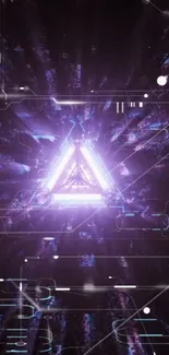 Futuristic purple triangle digital wallpaper with a neon glow.