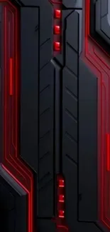 Futuristic red and black abstract tech wallpaper.