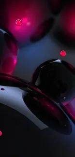 Futuristic black spheres with red glow.