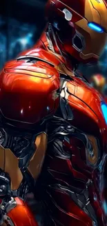 Red and gold futuristic armor suit