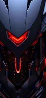 Futuristic cyber mask with red glow design.