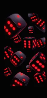 Futuristic red glowing dice on black background wallpaper.