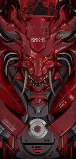 Futuristic red dragon design mobile wallpaper.