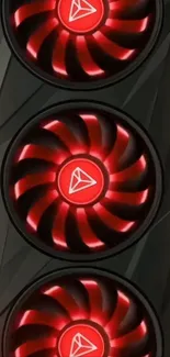 Futuristic red fan art with geometric design.