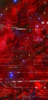 Futuristic red galaxy wallpaper with stars.