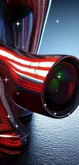 Futuristic red camera lens design wallpaper.