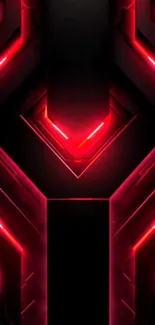 Futuristic red neon geometric wallpaper design.