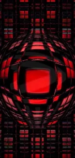 Futuristic red and black abstract sphere design.