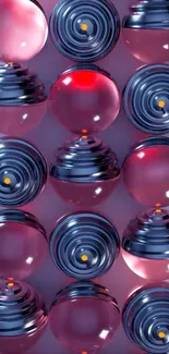 Futuristic red spheres with metallic details.