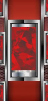 Futuristic red and steel geometric mobile wallpaper.