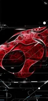 Futuristic red and black tech design wallpaper with abstract patterns.