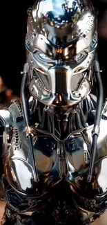 Futuristic robotic armor with detailed design.