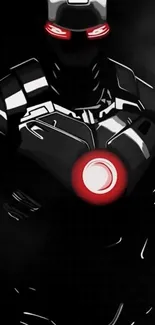 Futuristic black and red robot-themed mobile wallpaper.