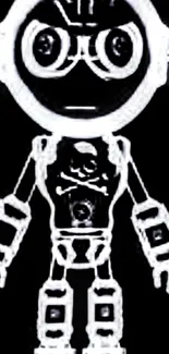 Black and white futuristic robot design wallpaper for mobile devices.