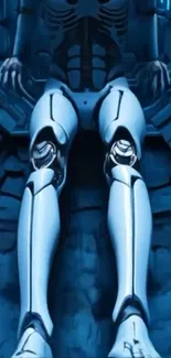Futuristic robot design with blue tones.