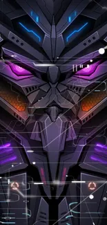 Futuristic neon robot face wallpaper with vibrant colors.