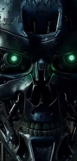 Futuristic robot face with glowing eyes