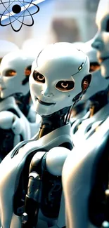 Futuristic humanoid robots in a sleek digital lineup.