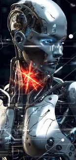 Futuristic humanoid robot with a sleek design in digital art.