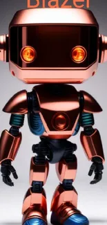 Copper robot with glowing highlights in a futuristic design.