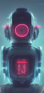 Futuristic robot with neon glow in a sci-fi themed wallpaper.